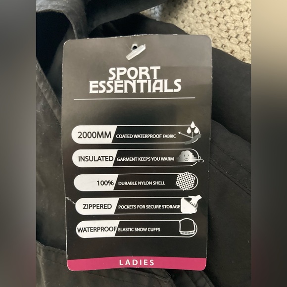 SPORT ESSENTIALS Women’s Overall Snow Bib Pants Snowboard Ski -Black NWT - Picture 4 of 6